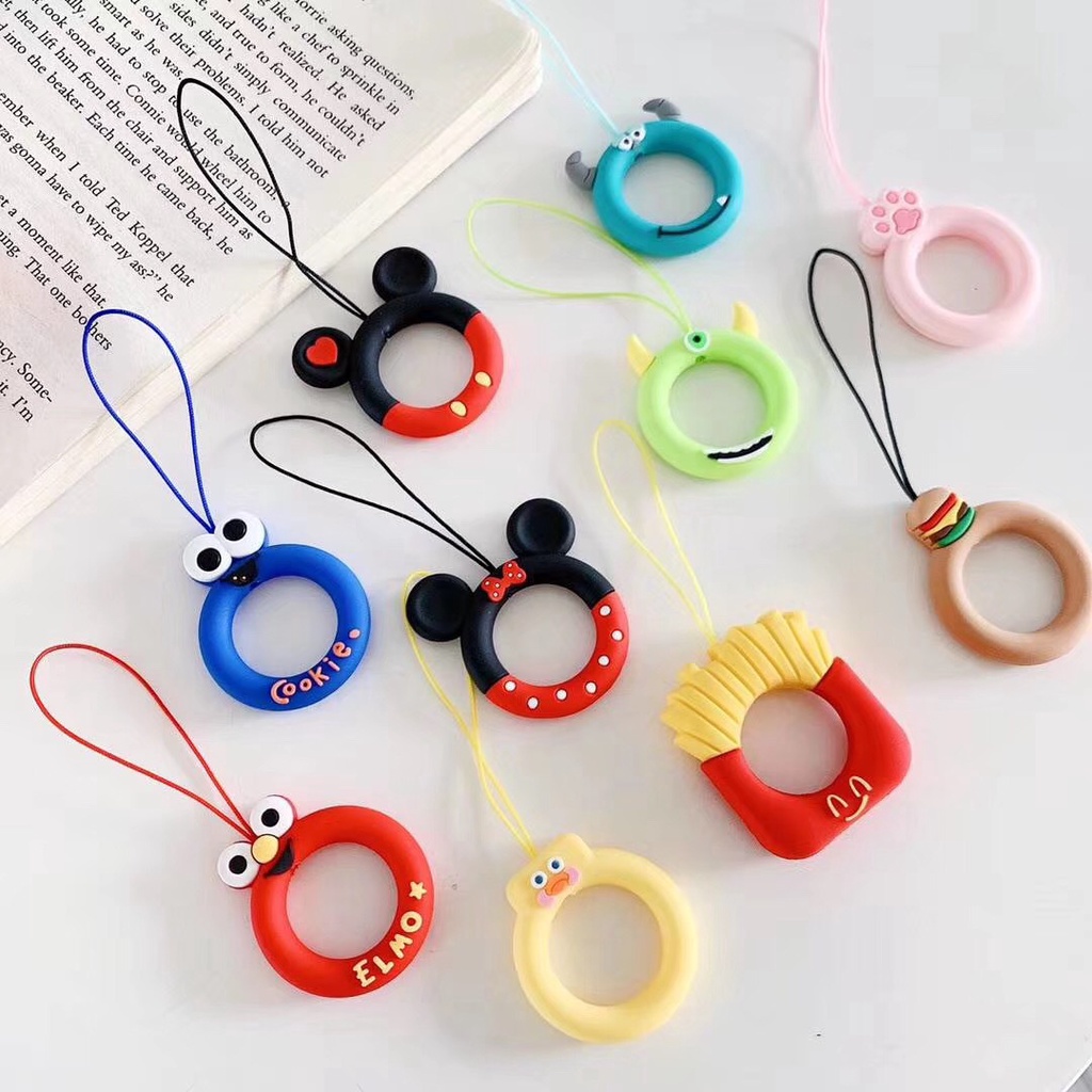 New Disney Cartoon Mobile Phone Lanyard Silicone Ring Accessories Mobile Phone USB Key Lanyard Short Doughnut